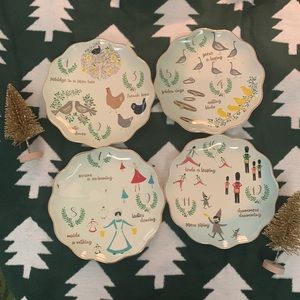 SOLD World Market 12 days of Christmas holiday Stoneware Plates - NEW IN BOX